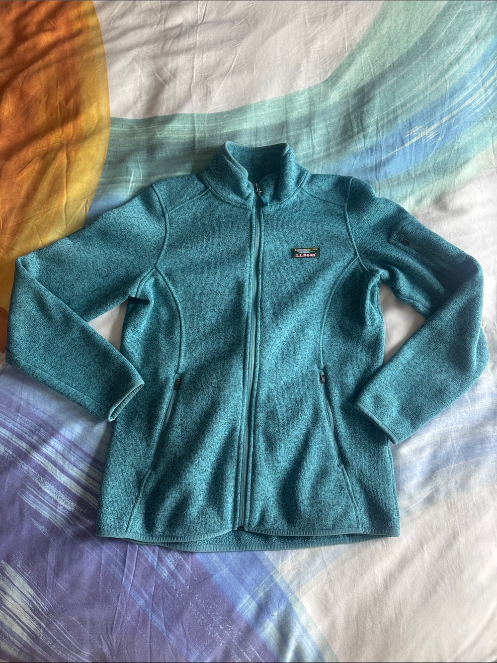 Women's L.L.Bean Teal Blue Sweater Fleece Full-Zip Jacket size S